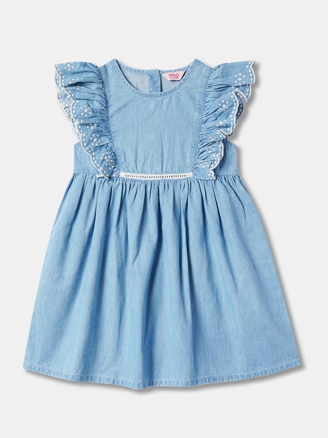 Girls Embroidered A-Line Dress image number 0