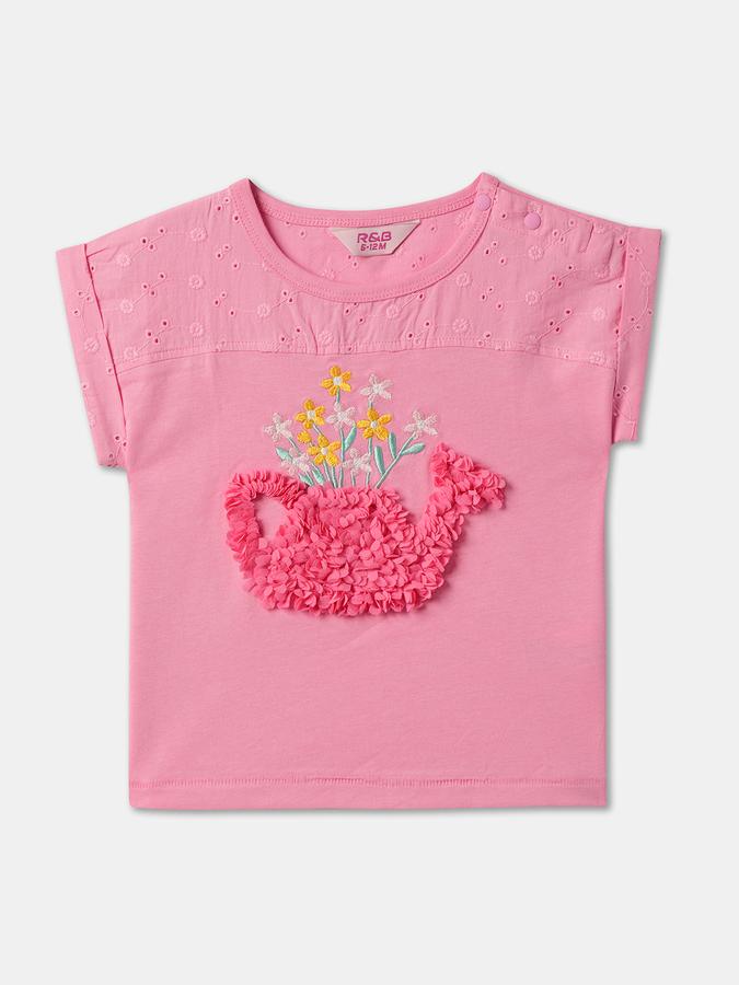 Girls Embroidered Round-Neck Top image number 0