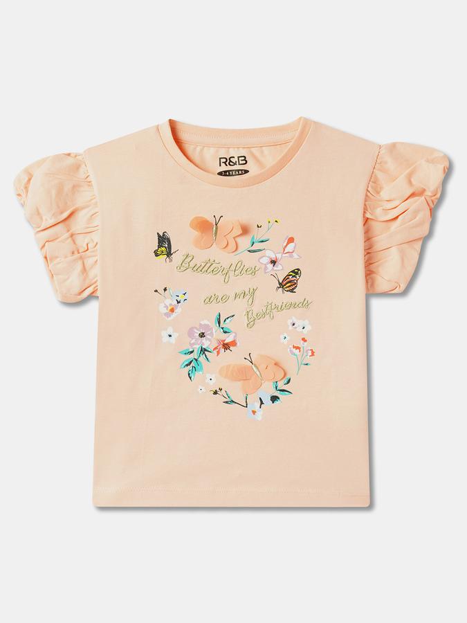 Girls Typographic Print Round-Neck Top image number 0