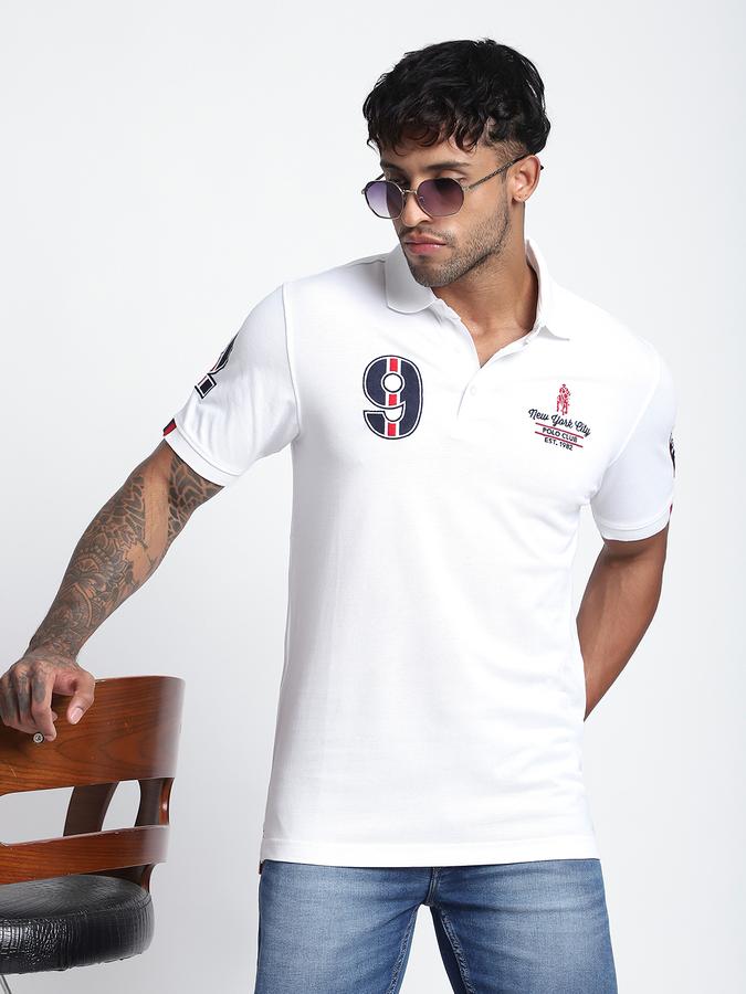 Men Cotton Regular Fit Polo Neck Graphic T-shirt
