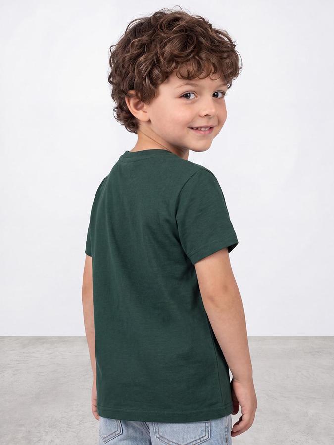 R&B Boys Green Short Sleeve Round Neck Good Vibes Club Graphic Print T-Shirt