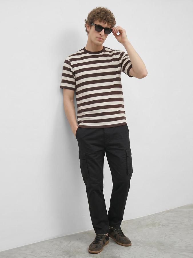 R&B Wine Men Striped Short Sleeves Tshirt