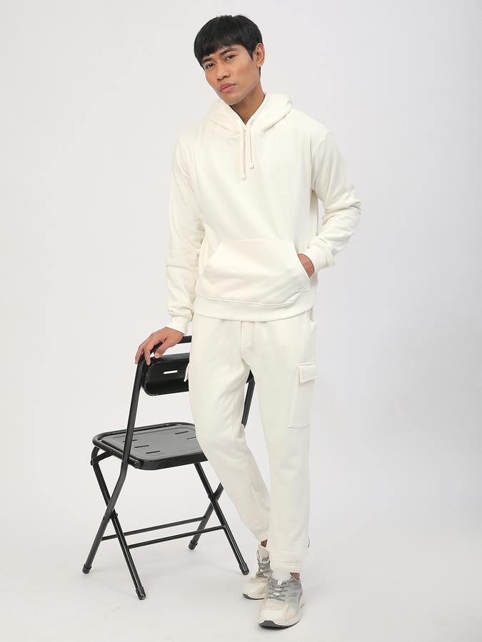 Men Fleece Regular Fit Drawstring Waist Cuffed Hem Trackpants