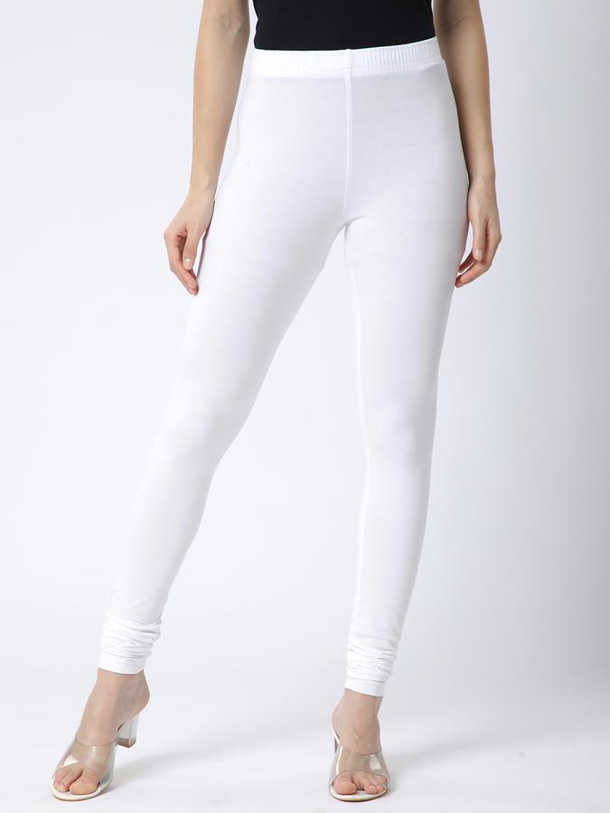 Women Cotton Elasticated Waist Full Length Solid Leggings