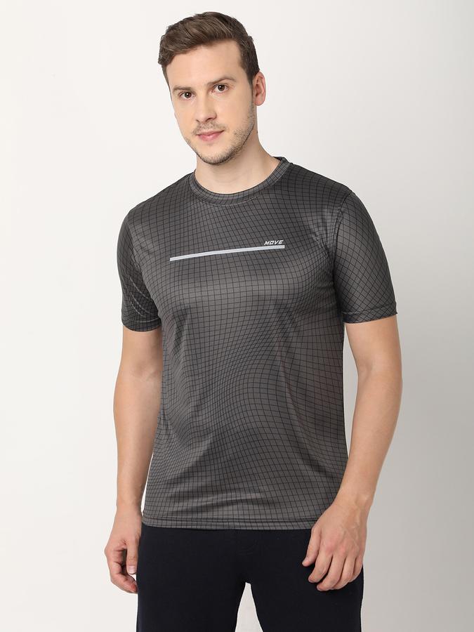 Men Polyester Regular Fit Crew Neck Printed T-shirt