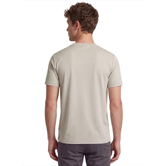R&B Men Cream Polyester Printed Round Neck T-Shirt