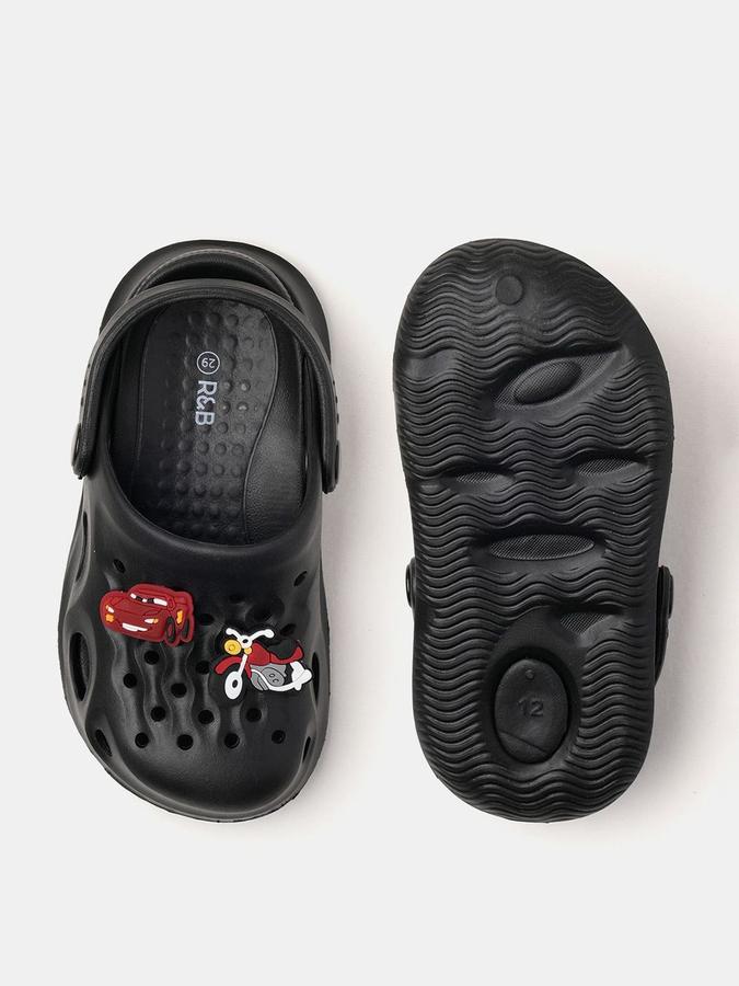 R&B Boys Black Applique Work Flip Flops