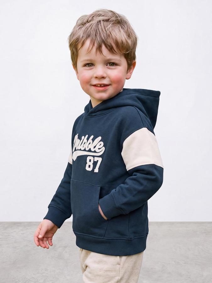 R&B Boys Green Typography Print Hooded Long Sleeves Sweatshirt