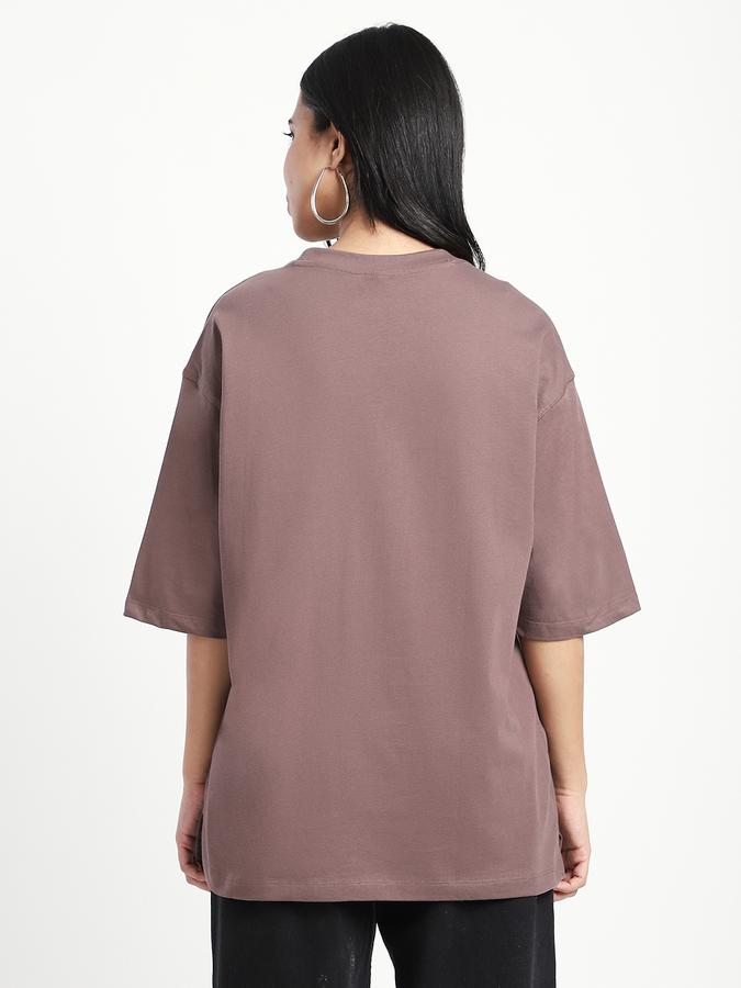 R&B Women Taupe Oversized Teddy Bear Graphic T-Shirt