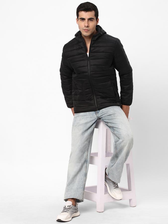Men Regular Fit Hooded Bomber Jacket image number 1