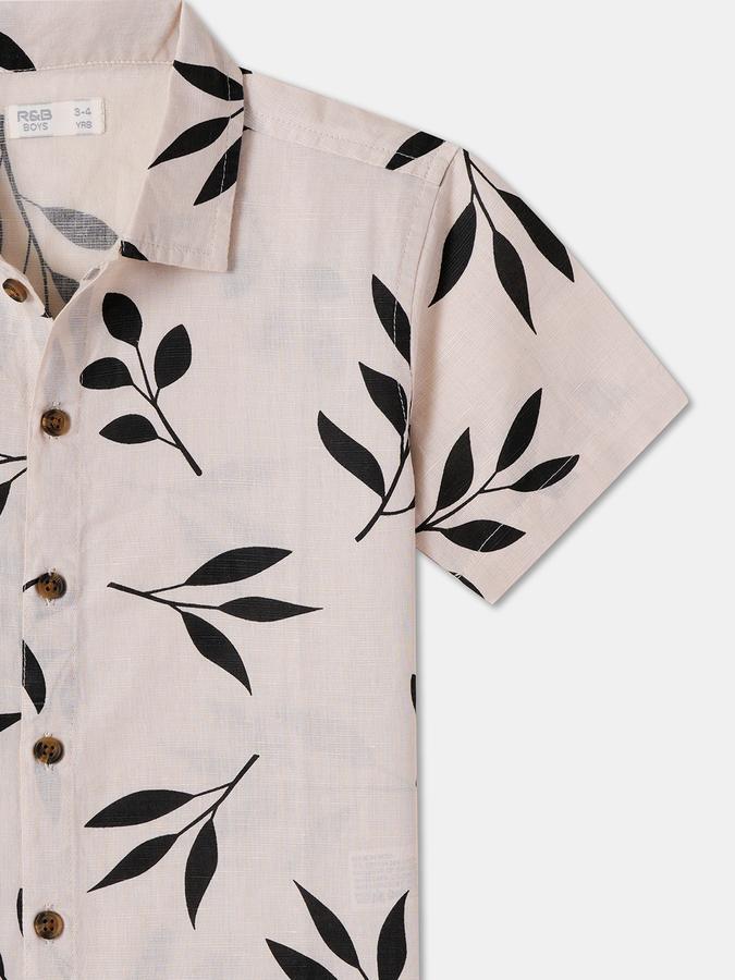 Boys Regular Fit Short Sleeve Camp Collar Shirt