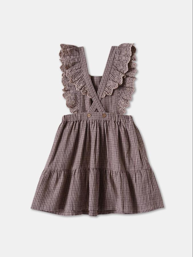 R&B Beige Checked Girls Clothing Set