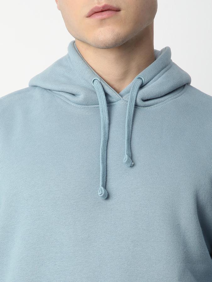 Men Fleece Regular Fit Hooded Solid Sweatshirt