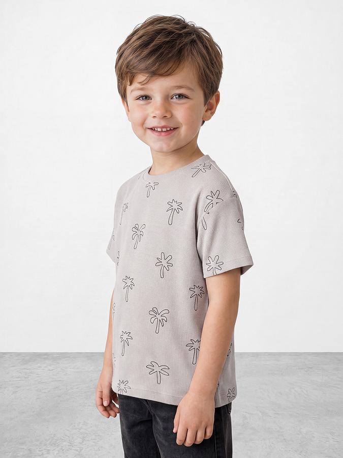 R&B Boys Grey All over Graphic Print Short Sleeves Tshirt