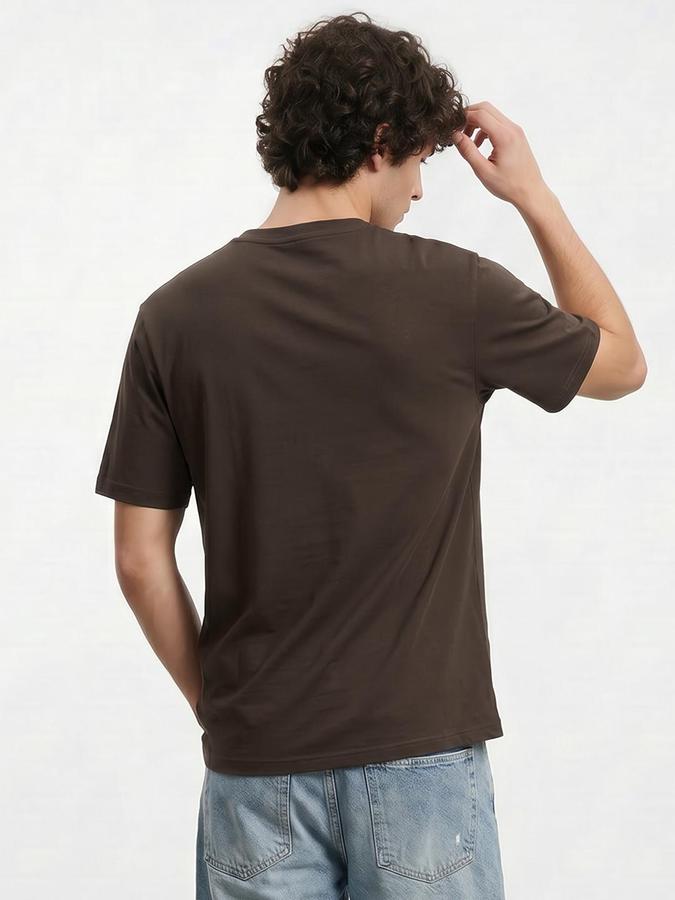 R&B Brown Men Printed Short Sleeves Tshirt