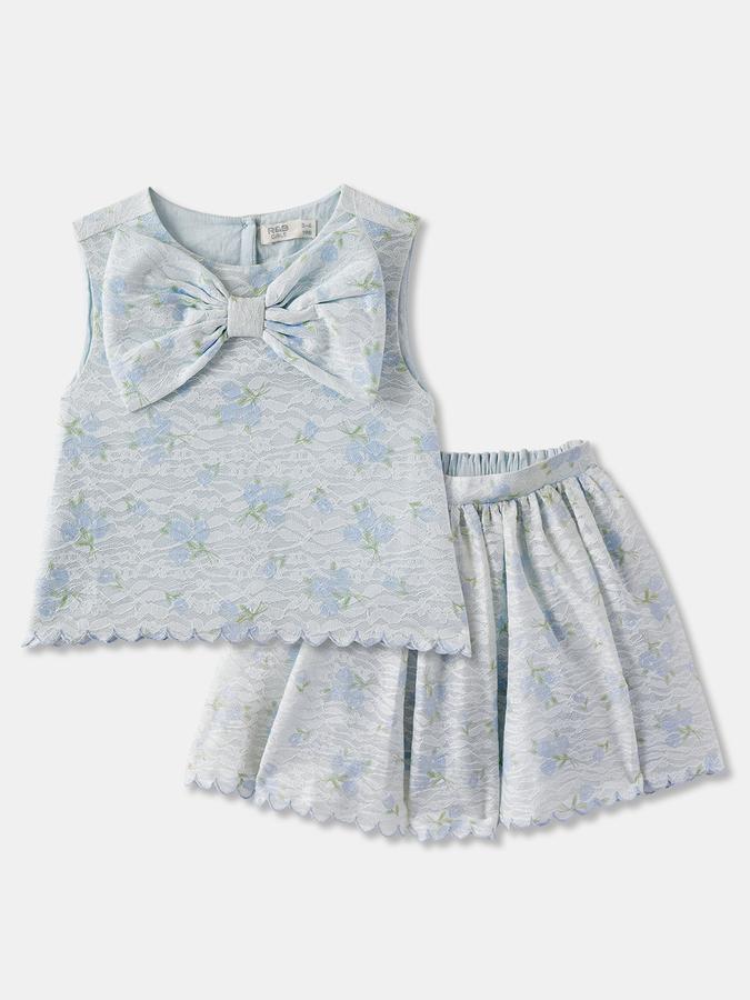 R&B Girls' Light Blue Printed Co-ord Set