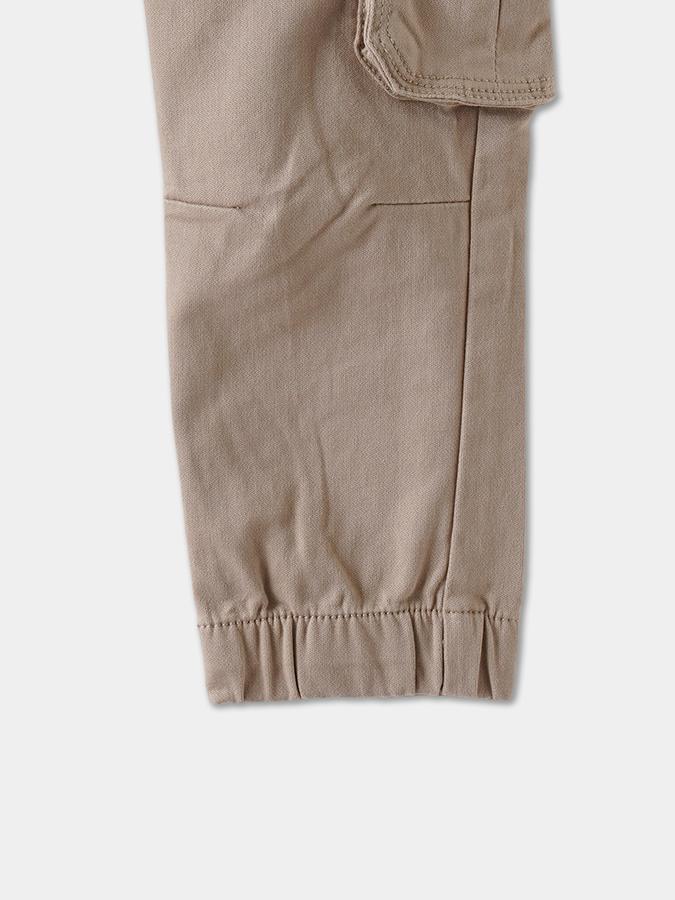 Boys Twill Regular Fit Drawstring Waist Cuffed Hem Trousers