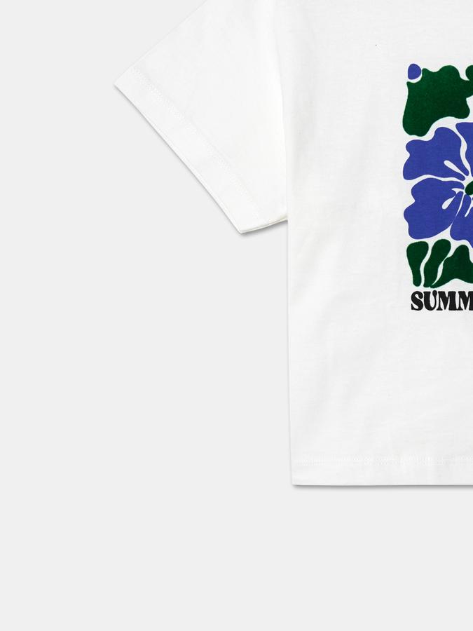 Girls Cotton Regular Fit Crew Neck Short Sleeve Graphic Top