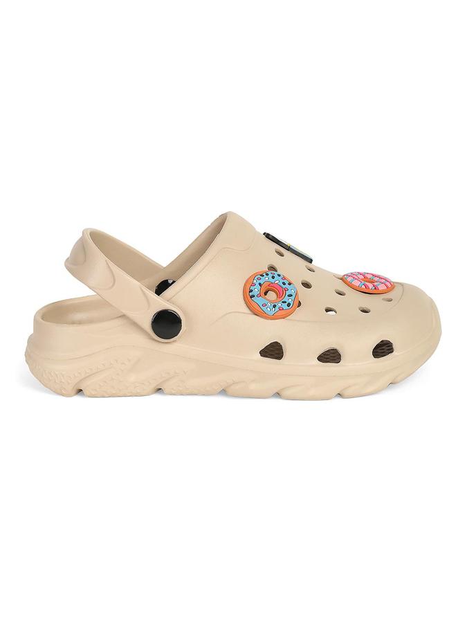 R&B Beige EVA Embellished Girls Clogs