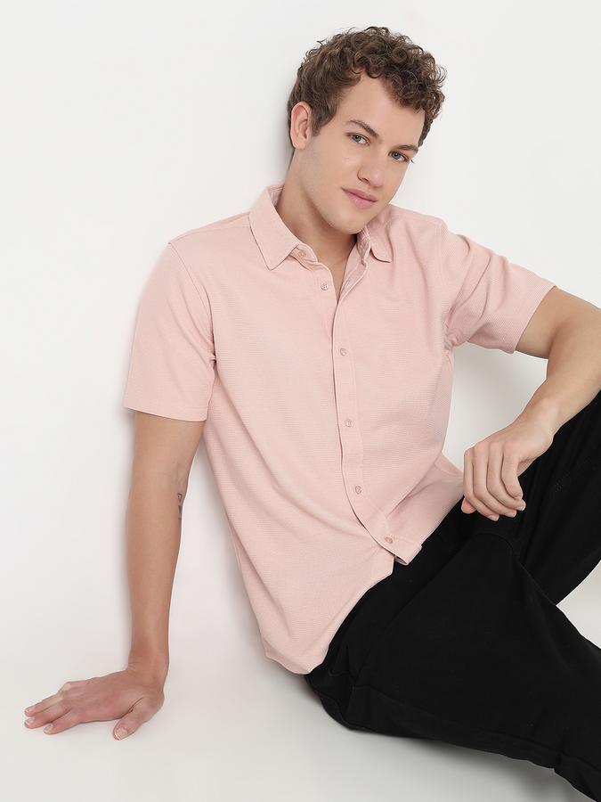 R&B MEN'S YOUNG Short Sleeve KNIT TEXTURE SHIRT