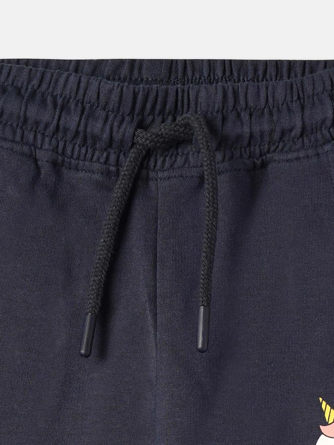 Girls Cotton Regular Fit Drawstring Waist Cuffed Hem Joggers