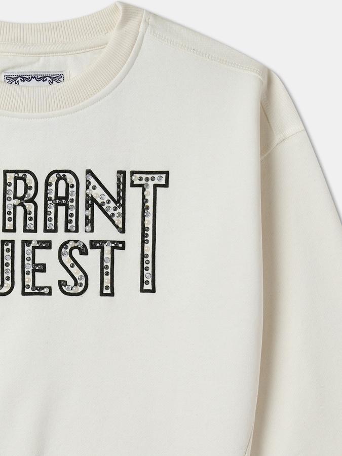 R&B Girls' Ivory Embellished Sweatshirt