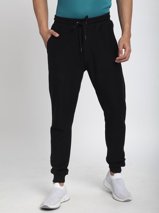 Men Cotton Regular Fit Drawstring Waist Cuffed Hem Trackpants