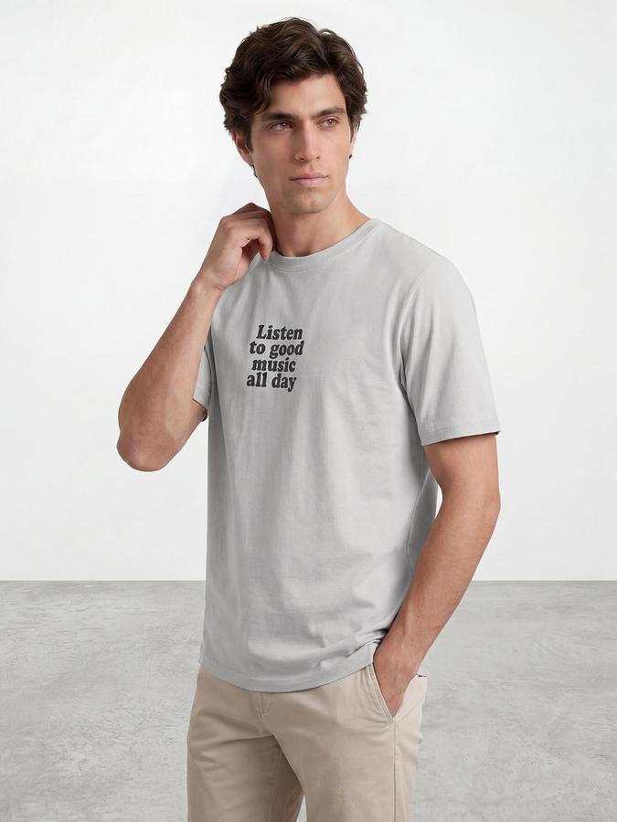 R&B Silver Men Printed Short Sleeves Tshirt
