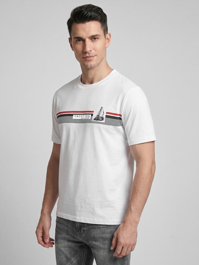 R&B White Typography Men Round Neck Relaxed Fit Short Sleeves T-Shirt 