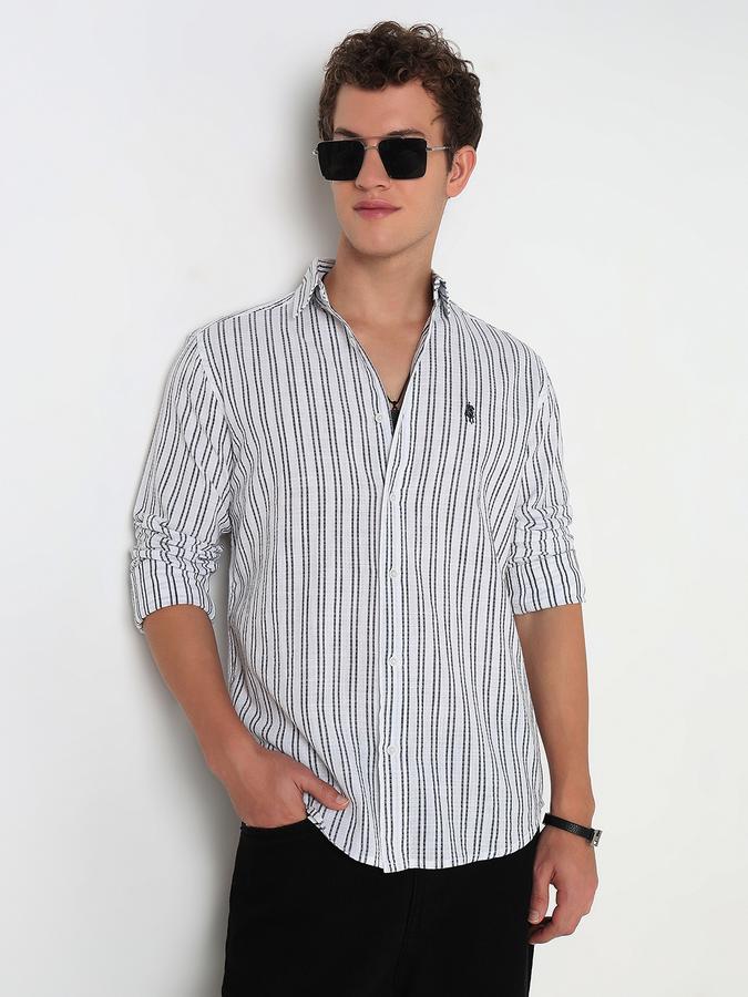 R&B Men's White Striped Shirt