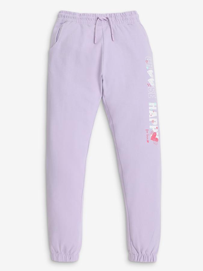 Girls Typographic Print Slim Fit Track Pants
