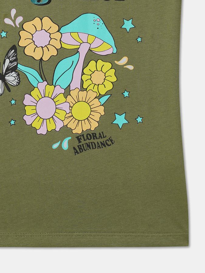 Girls Cotton Regular Fit Crew Neck Graphic T-shirt