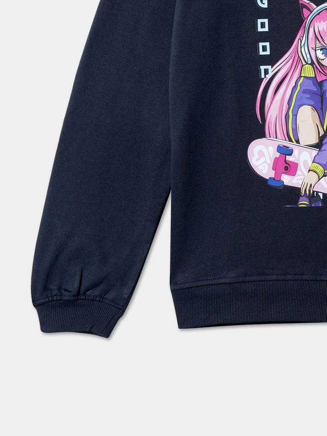 Girls Graphic Regular Fit Long Sleeve Crew Neck SweaT-Shirt