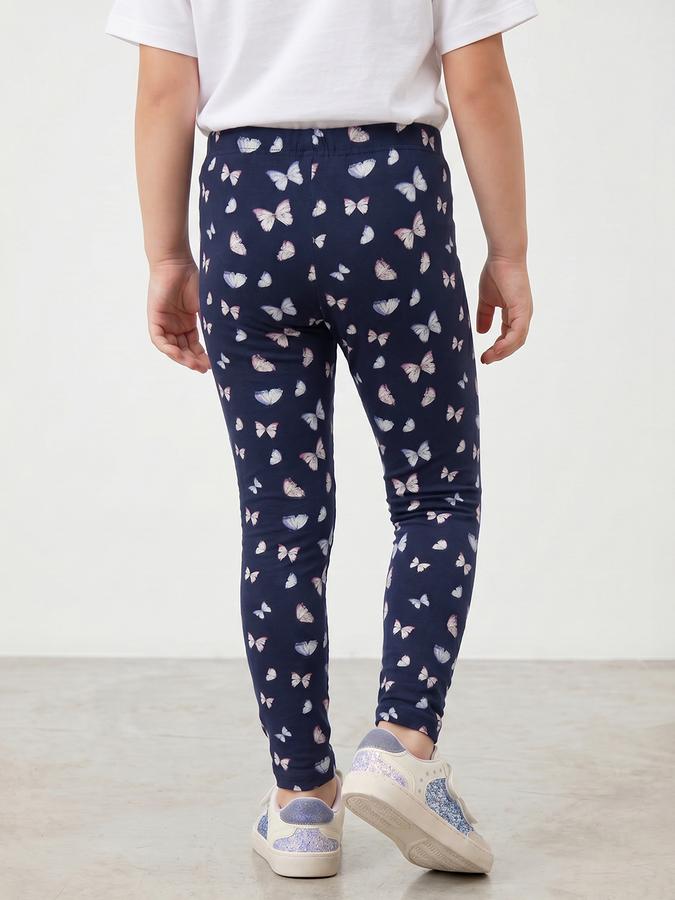R&B Girl Blue Printed Cotton Blend Leggings