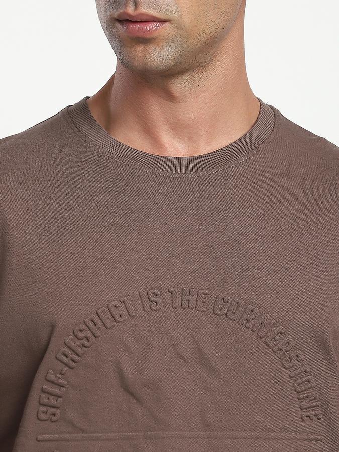 R&B Men's Brown Printed T-Shirt