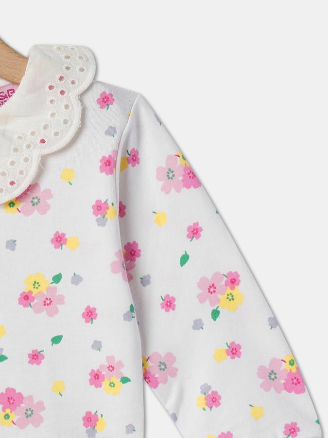 Girls Floral Print Round-Neck Sweatshirt image number 2