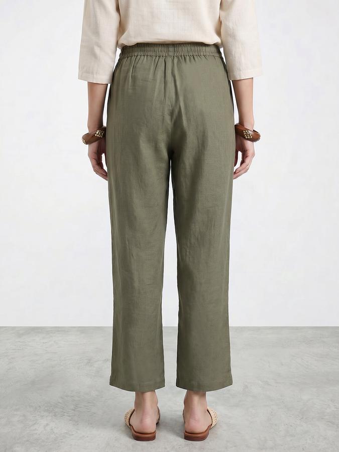 R&B Women Green Straight Fit Pure Cotton Palazoos
