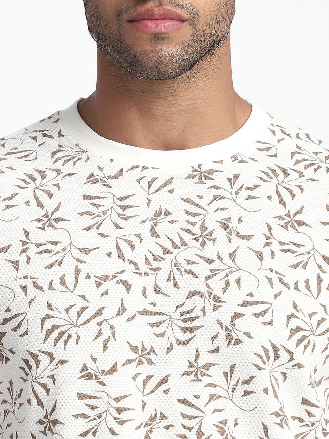 R&B Men's White Printed T-Shirt