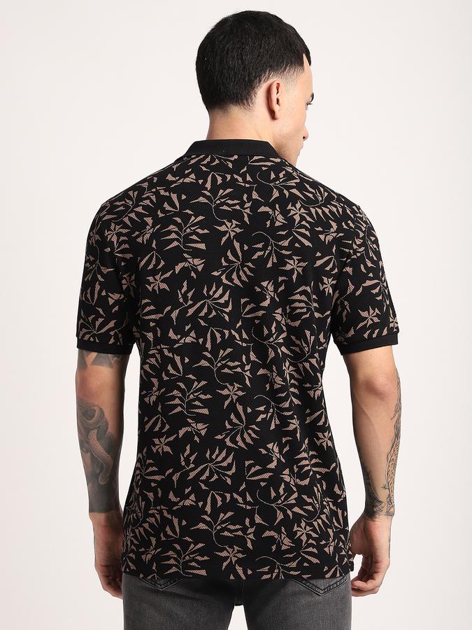 Men Cotton Regular Fit Polo Neck Graphic T-shirt