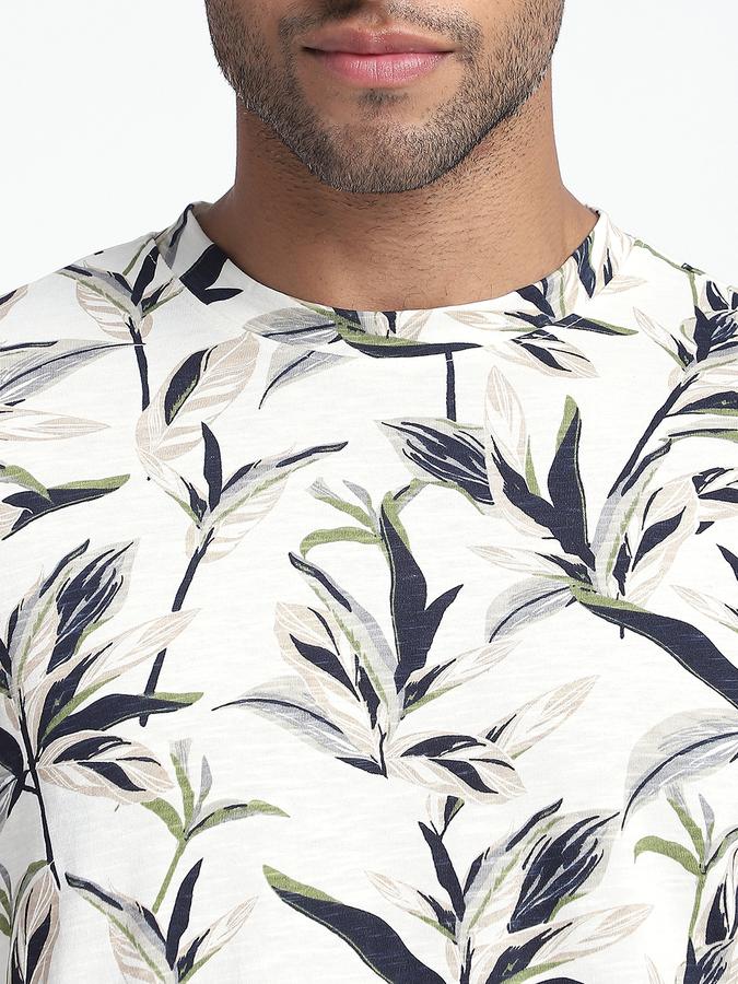 Men Cotton Regular Fit Crew Neck Printed T-shirt