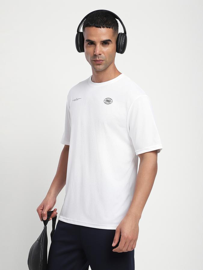 Men Polyester Regular Fit Crew Neck Typographic T-shirt