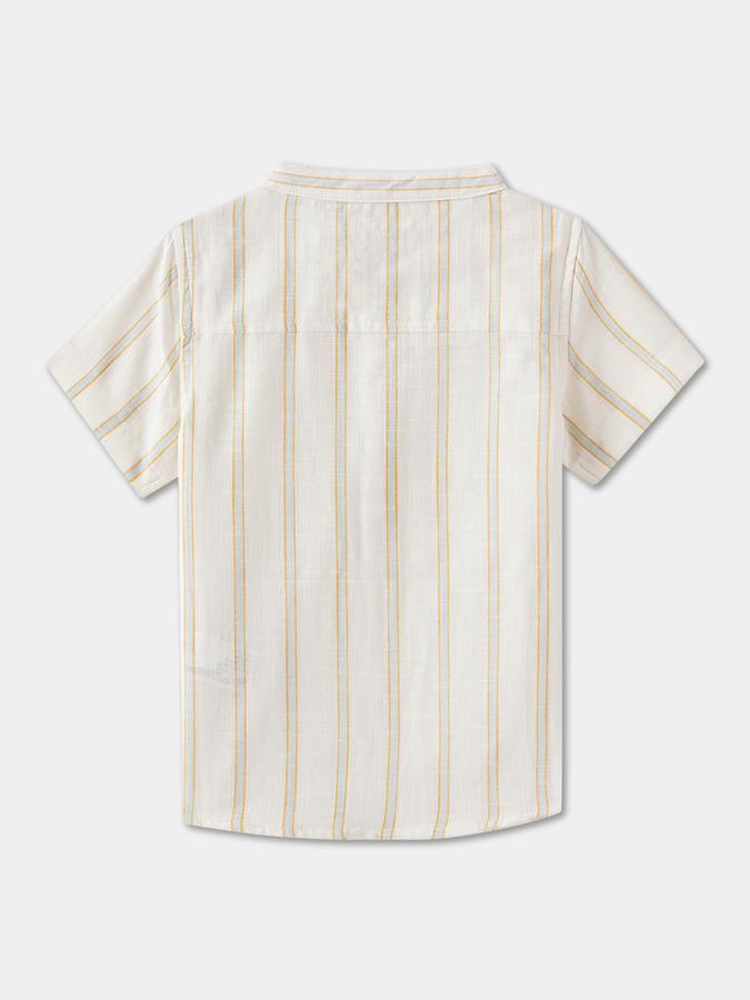 Boys Relaxed Fit Short Sleeve Mandarin Collar Shirt