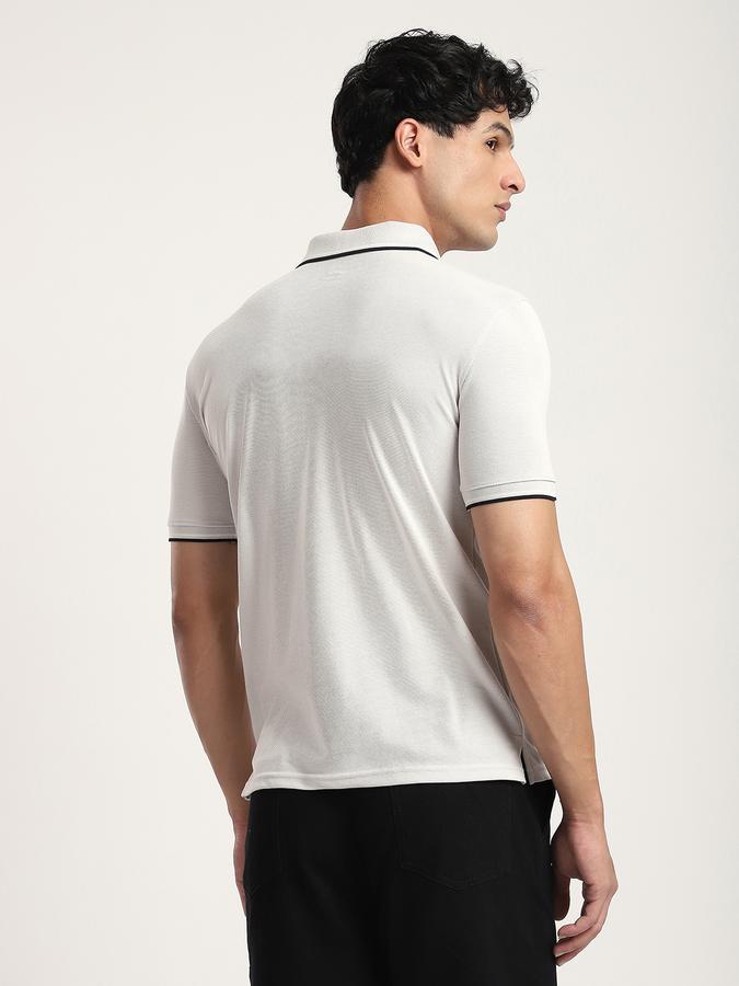 Men Cotton Blend Slim Fit Polo Neck Solid T-shirt