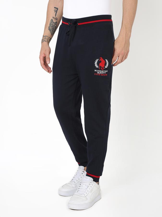 Men Cotton Slim Fit Drawstring Waist Cuffed Hem Trackpants