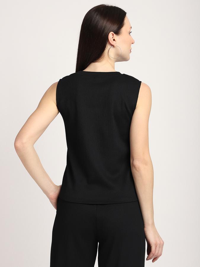 Women Polyester Regular Fit Round Neck Ribbed Top