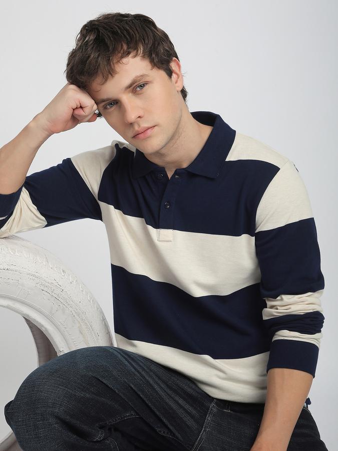 Colorblock Men Polo Neck T-Shirt image number 0