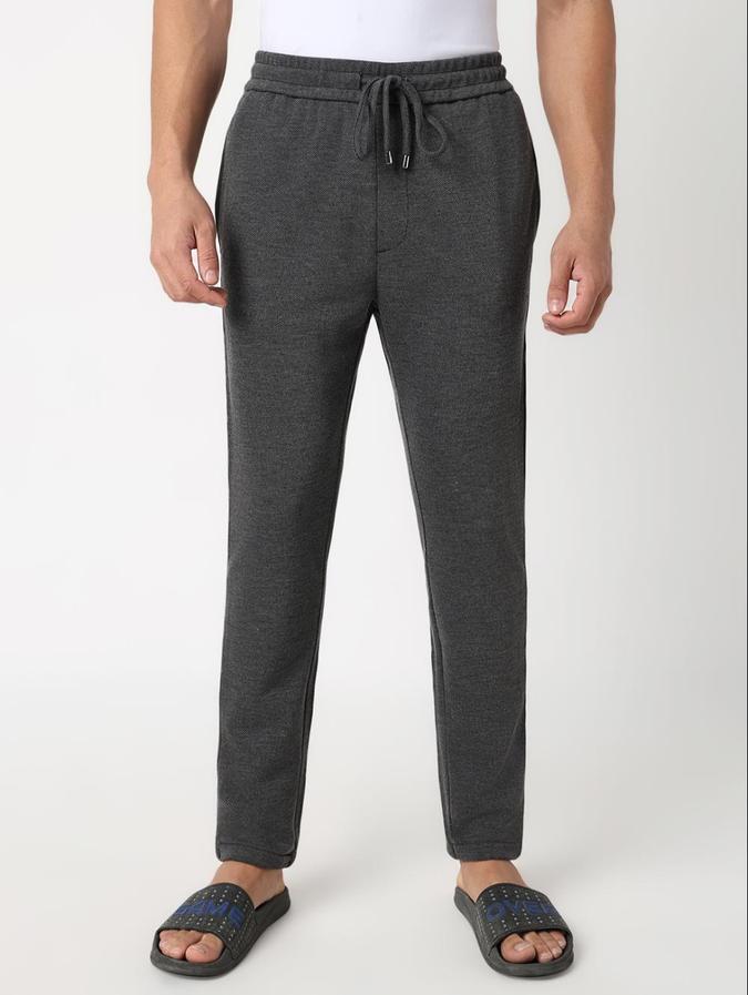 R&B Charcoal Solid Regular Fit Mens Track Pant