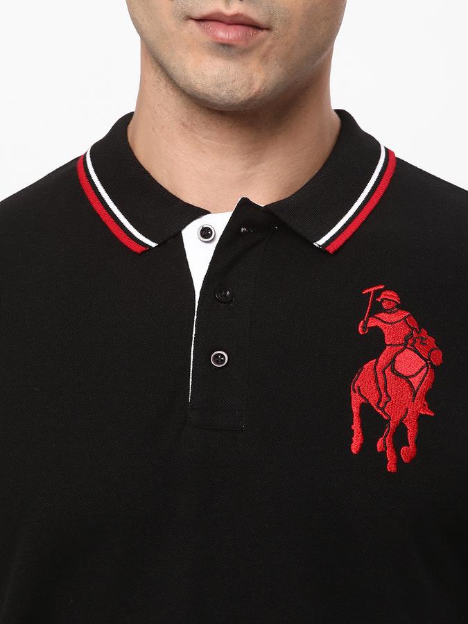 Men Logo Embroidered Regular Fit Polo T-Shirt image number 3