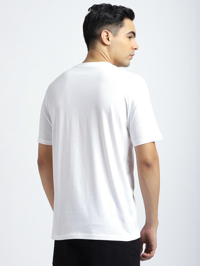 R&B Men's White Printed T-Shirt