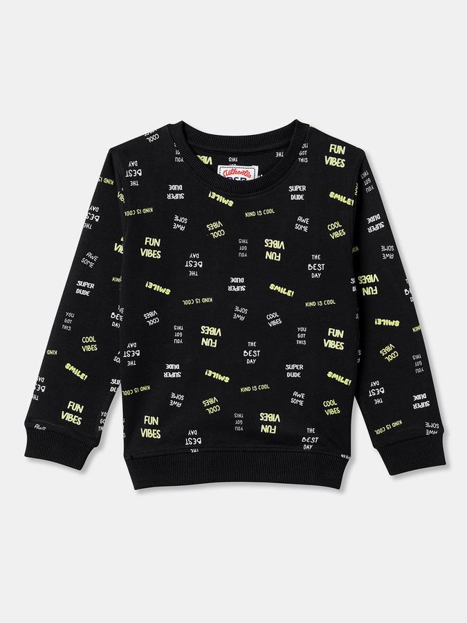 Boys Regular Fit Full Sleeve Crew Neck Text Print SweaT-Shirt